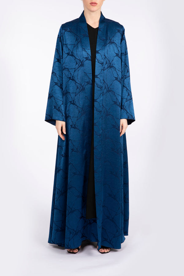 RTW2302 Blue Abstract Motif Textured Fabric Abaya
