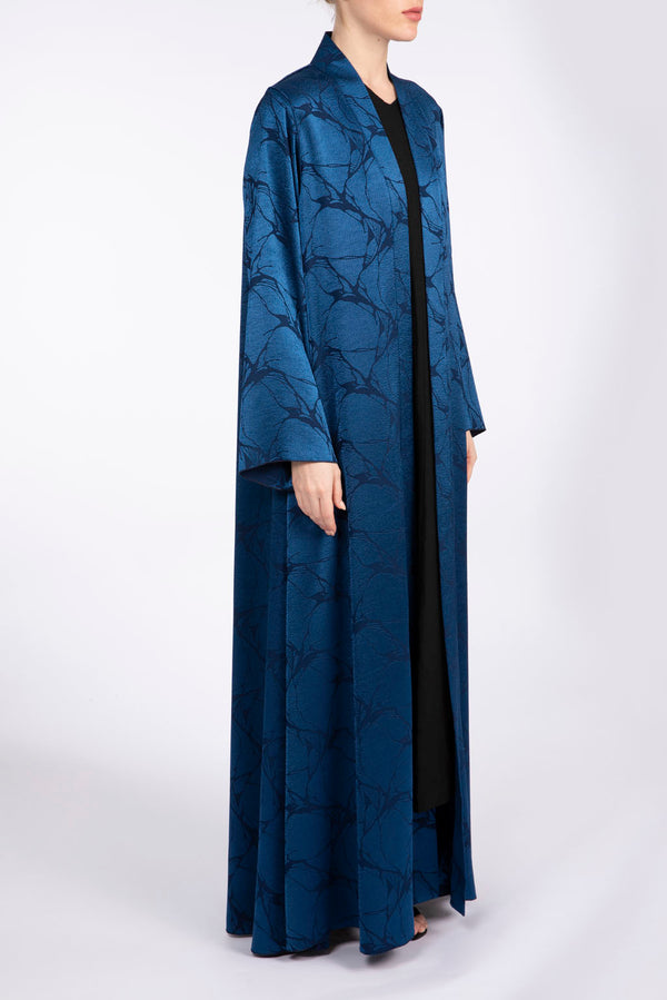 RTW2302 Blue Abstract Motif Textured Fabric Abaya