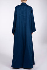RTW2305 Blue Square Motif Textured Fabric Abaya
