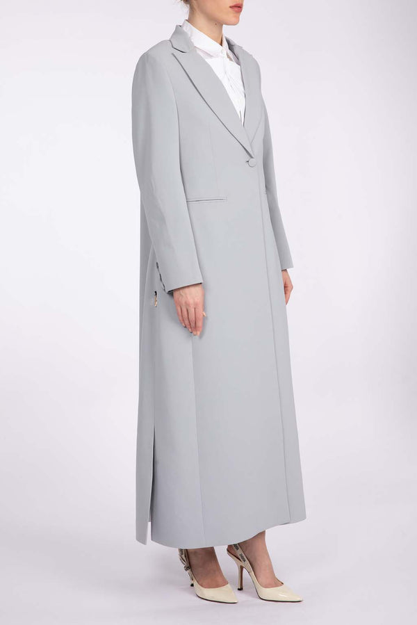 Chic Silver Gray Full Length Blazer and Trousers Suit DC2007