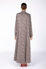 RTW2309 Abstract Motif Textured Fabric Abaya (Grey)