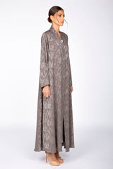 RTW2309 Abstract Motif Textured Fabric Abaya (Grey)