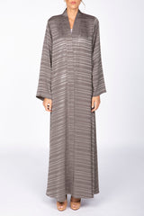 RTW2307 Abstract Motif Textured Fabric Abaya (Grey)
