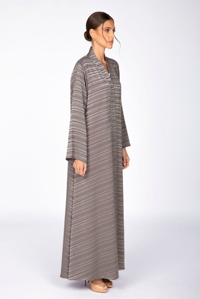 RTW2307 Abstract Motif Textured Fabric Abaya (Grey)