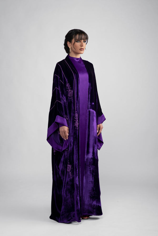 DCV2311 Lavender Elegance Purple Velvet abaya
