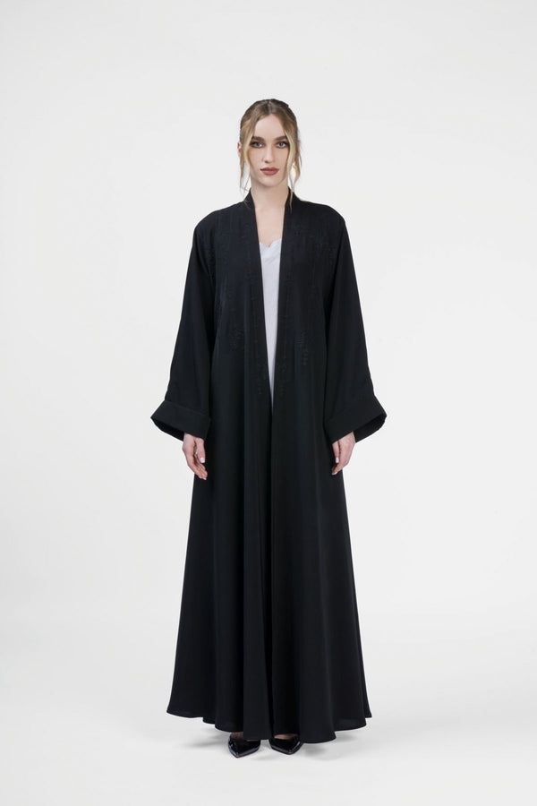RMDJK2402-BLK Midnight Mystique Black Kimono Abaya