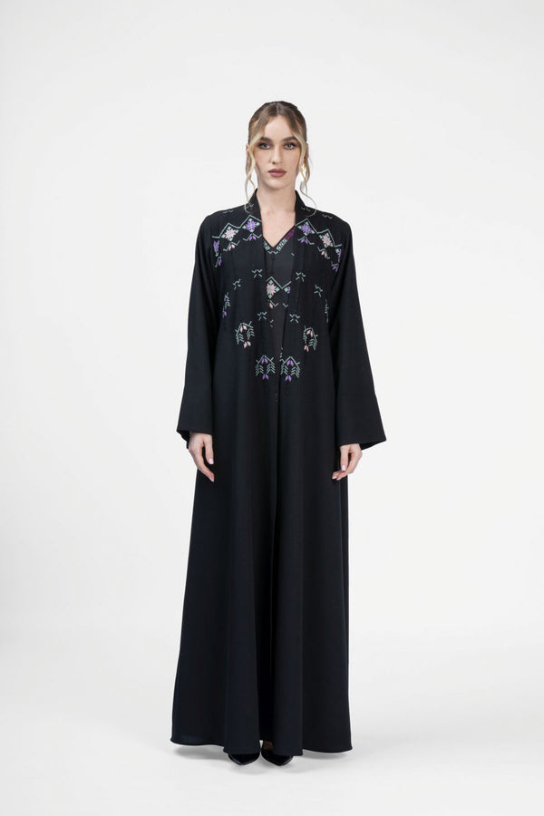 RMDJK2401-BLK Nightshade Elegance Black Crepe Silk Abaya