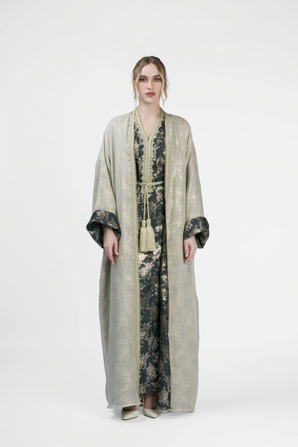 RMDB2401-LG Serene Shades Kimono Abaya- Full set