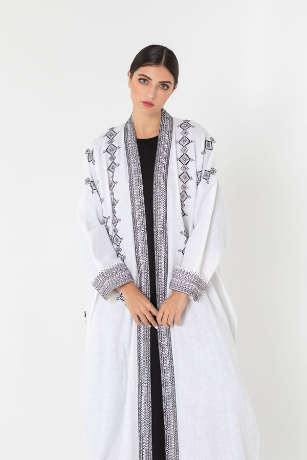 Bright Colour With Geometric Embroidery Abaya RMDL22002