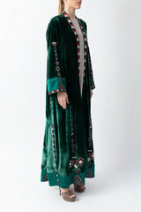 Sadu Art Embroidery Green Velvet Abaya WV2202