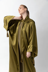 Shawl Featured Olive Green Pure Silk Abaya WV2216