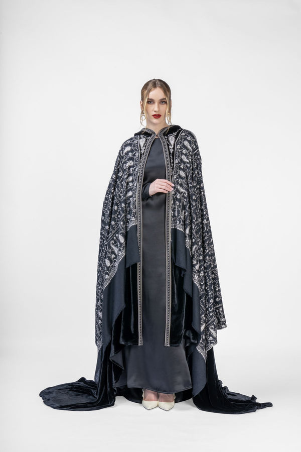 RMDHC2406 Luxurious Noir Velvet Haute Couture Abaya