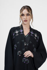 RMDJK2401-BLK Nightshade Elegance Black Crepe Silk Abaya