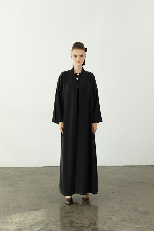 EAA2403 Graceful Black with Box-Pleated On The Back Side and Sleeves