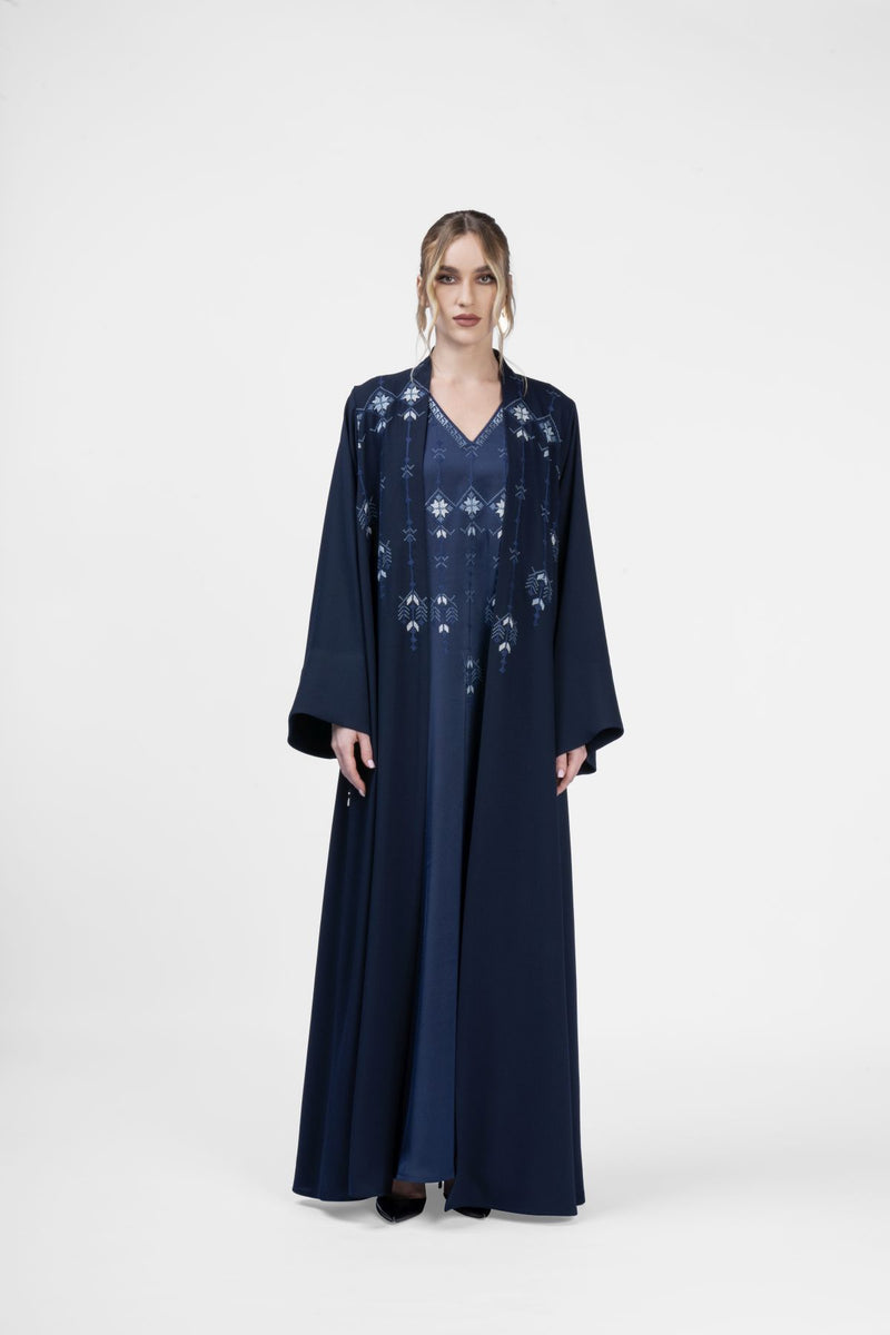 RMDJK2401-BL Starry Night Navy Crepe Silk Abaya