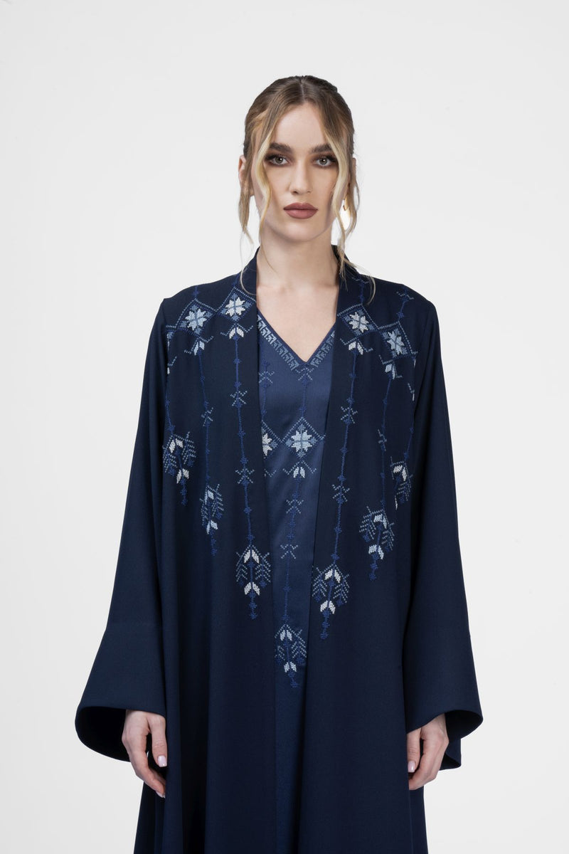 RMDJK2401-BL Starry Night Navy Crepe Silk Abaya