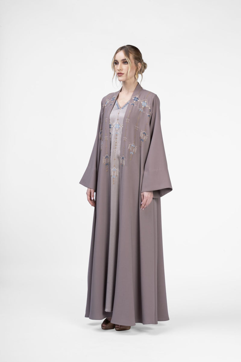 RMDJK2401-BG Heritage Bloom Handcrafted Silk Abaya