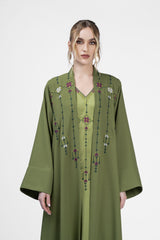 RMDJK2401-GR Oasis Dream Multicolor Embroidery Abaya