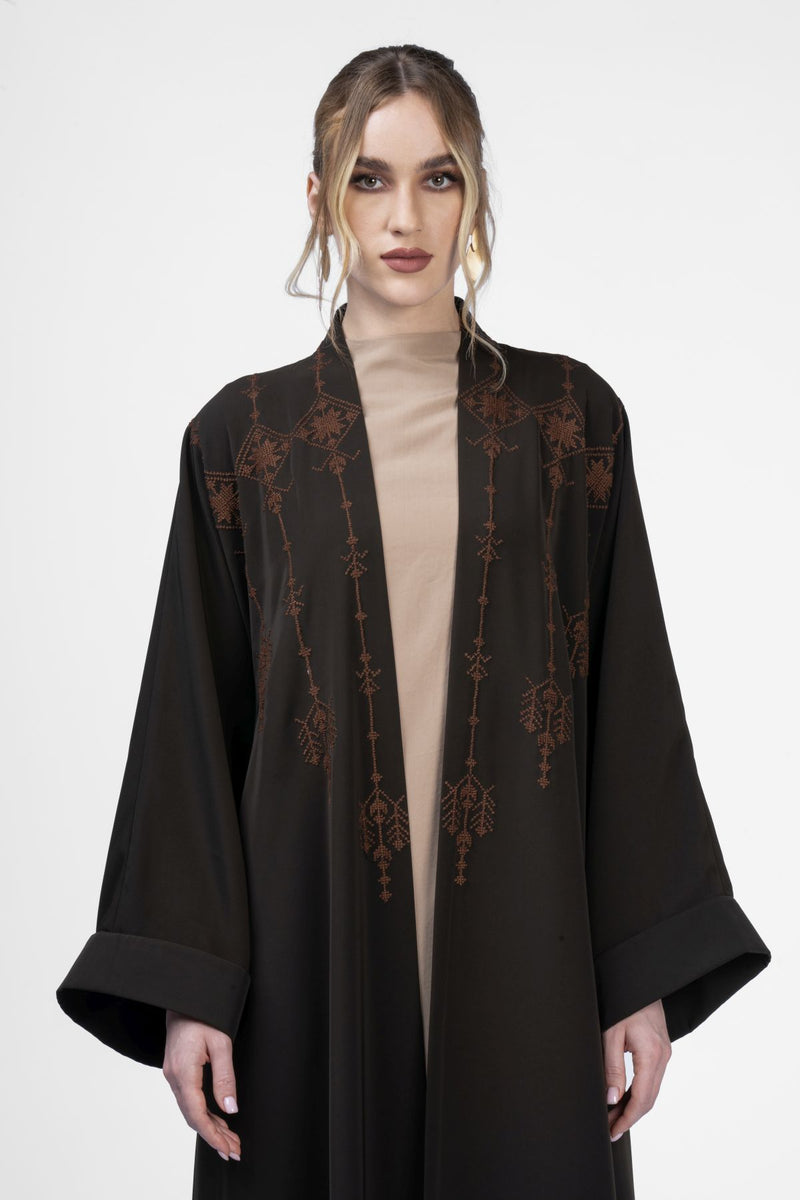RMDJK2402-BR Earthen Spirit Brown Kimono Abaya