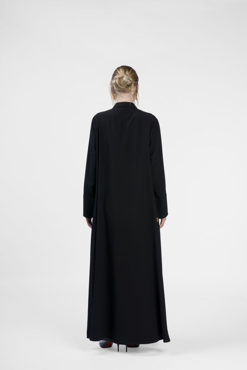 RMD2407 Layered Elegance Black Abaya
