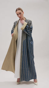 RMDPB2305 Blue and Yellow Print Cotton Kimono