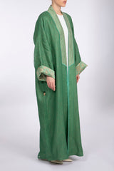 RMDSB2303 Green Mesh and Printed Georgette Kimono