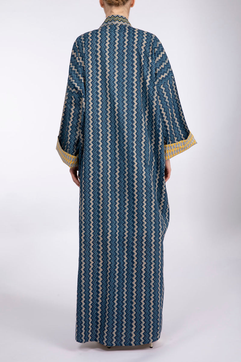 RMDPB2305 Blue and Yellow Print Cotton Kimono